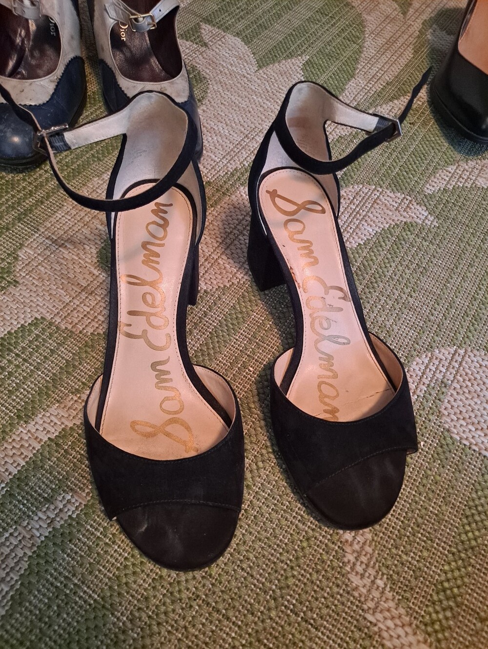Sam Edelman Black Open-Toe Ankle-Strap Block Heels